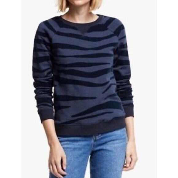 Boden Women's Navy Blue Flocked Zebra Print Sweatshirt Size‎ Small - Picture 1 of 6